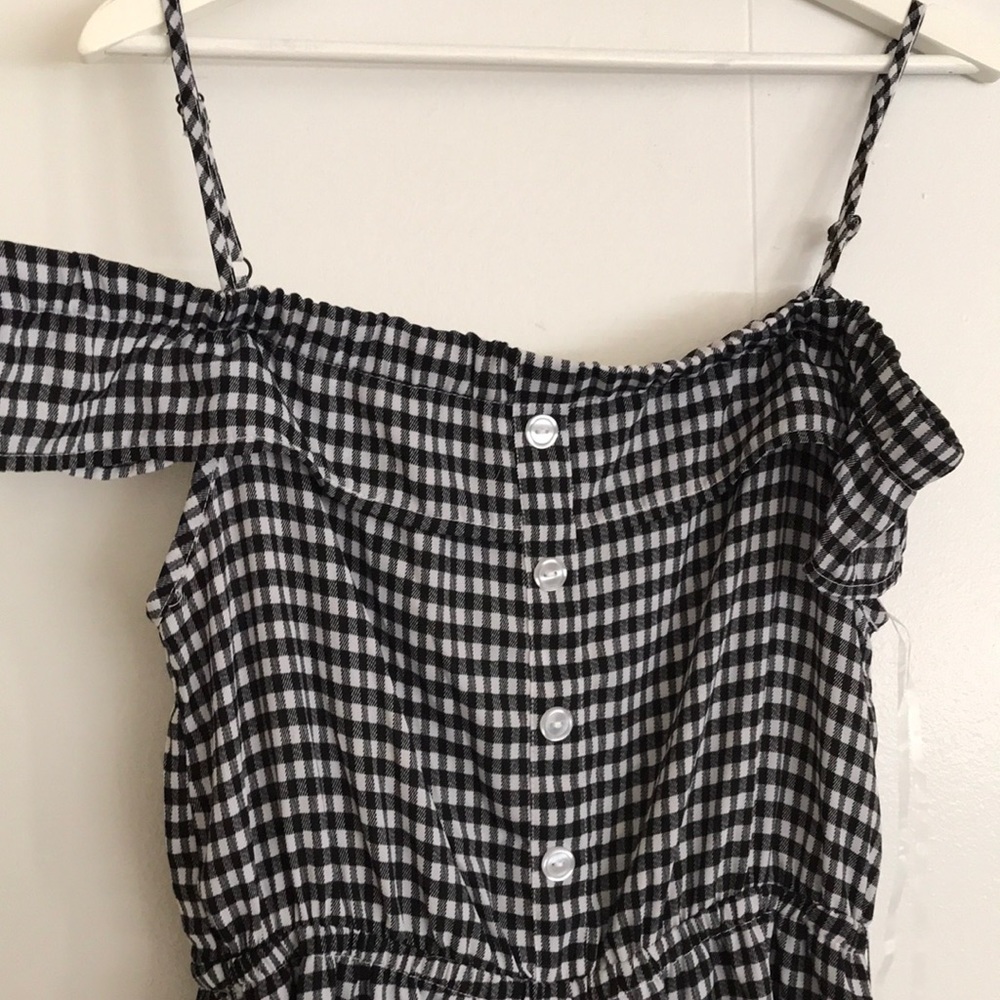 Black and White Off the Shoulder Romper